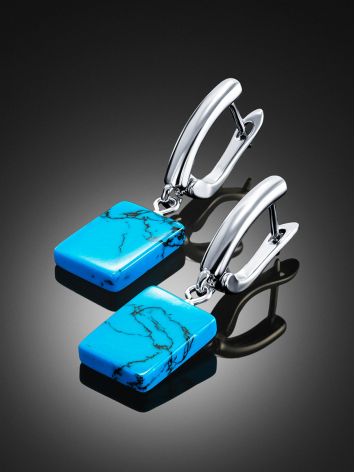 Bright Pressed Turquoise Earrings, image , picture 3