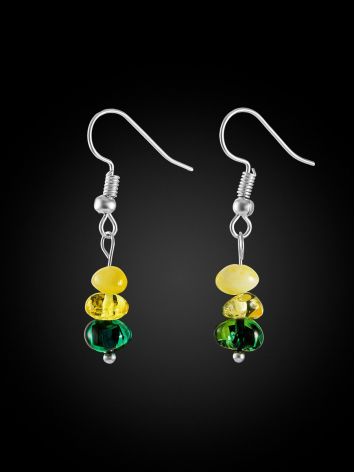 Bright earrings featuring multi-colored natural amber, image , picture 3