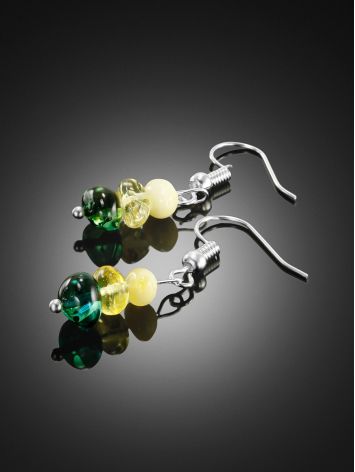 Bright earrings featuring multi-colored natural amber, image , picture 2