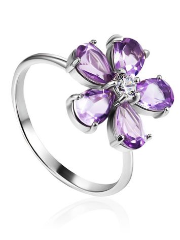 Lustrous Amethyst Flower Ring, Ring Size: 6.5 / 17, image 