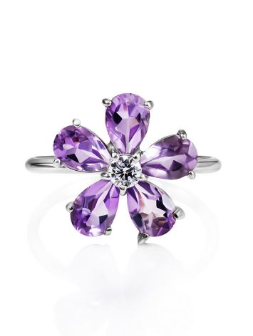 Lustrous Amethyst Flower Ring, Ring Size: 6.5 / 17, image , picture 3