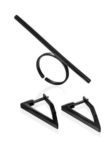 Blackened Triangle Earrings The ICONIC black edition, image , picture 4