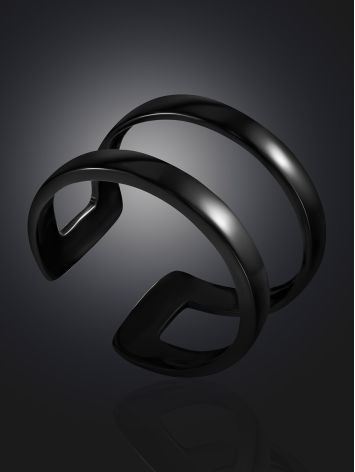 Bold Double Band Ring The ICONIC black edition, Ring Size: 6 / 16.5, image , picture 2