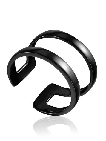 Bold Double Band Ring The ICONIC black edition, Ring Size: 6 / 16.5, image 