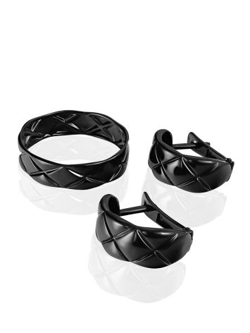 Harlequin Motif Blackened Earrings The ICONIC black edition, image , picture 4