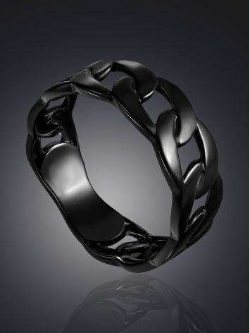 Blackened Chain Motif Ring The ICONIC black edition, Ring Size: 6 / 16.5, image , picture 2