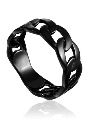 Blackened Chain Motif Ring The ICONIC black edition, Ring Size: 6 / 16.5, image 