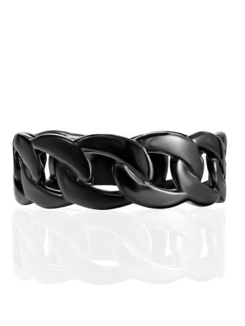 Blackened Chain Motif Ring The ICONIC black edition, Ring Size: 6 / 16.5, image , picture 3
