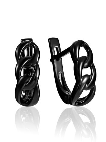 Blackened Chain Earrings The ICONIC black edition, image 