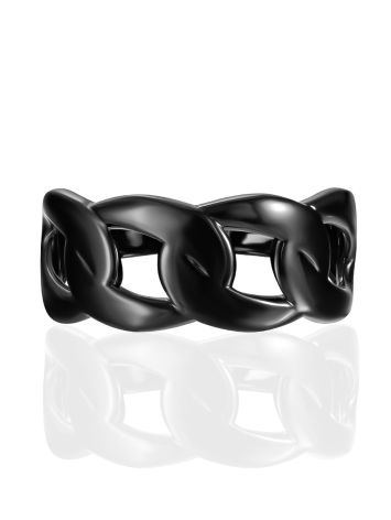 Bold Chain Motif Blackened Ring The ICONIC black edition, Ring Size: 8 / 18, image , picture 3