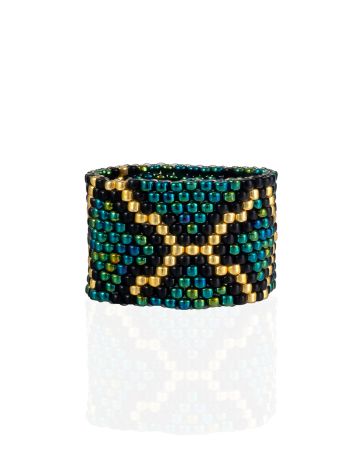 Zigzag Ornament Beaded Ring The Link, Ring Size: 8.5 / 18.5, image , picture 3
