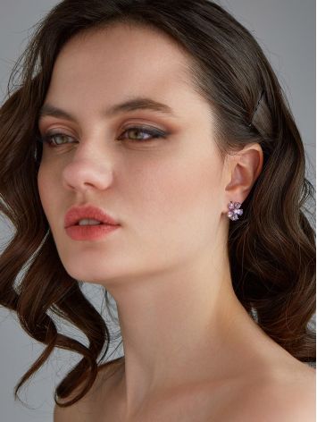 Glistening Amethyst Flower Earrings, image , picture 3