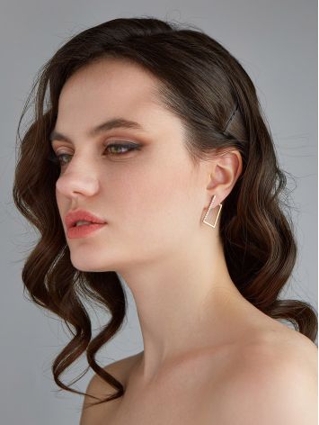 Rectangular Design Gold Crystal Earrings The Roxy, image , picture 3