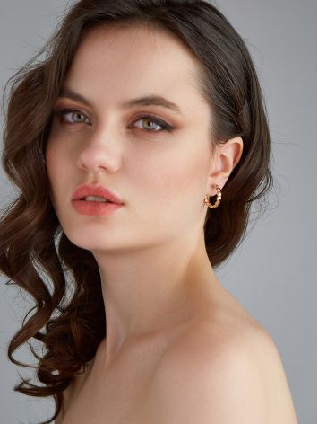Hexagon Motif Golden Hoop Earrings The Roxy, image , picture 3