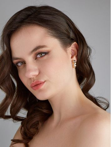 Geometric Design Gold Сrystal Hoop Earrings The Roxy, image , picture 3