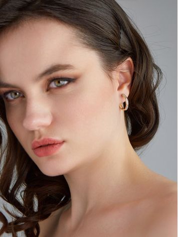 Glam Rock Style Gold Crystal Hoop Earrings The Roxy, image , picture 3
