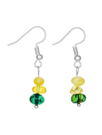 Bright earrings featuring multi-colored natural amber, image 