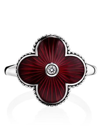 Enamel Clover Shaped Ring With Diamond The Heritage, Ring Size: 6.5 / 17, image , picture 3