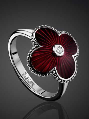 Enamel Clover Shaped Ring With Diamond The Heritage, Ring Size: 6.5 / 17, image , picture 2