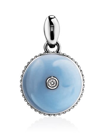 Round Silver Pendant With Diamond And Enamel The Heritage, image 