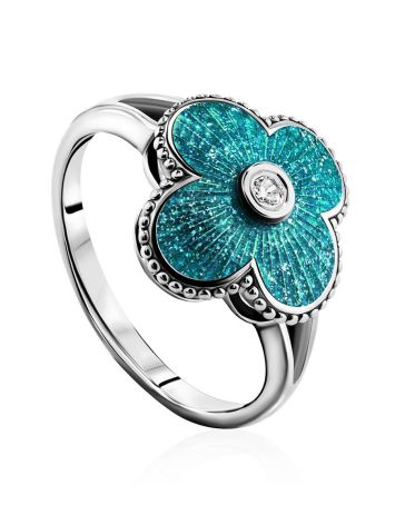 Shimmering Enamel Ring With Crystal The Heritage, Ring Size: 7 / 17.5, image 