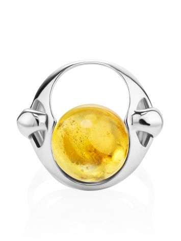 Bright Lemon Amber In Silver Ring The Orion, Ring Size: 10 / 20, image , picture 4