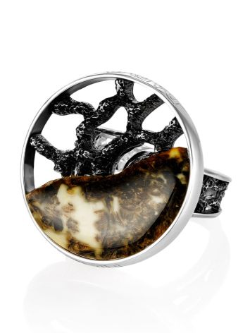 Adjustable Amber Ring In Sterling Silver The Lava, Ring Size: Adjustable, image , picture 3