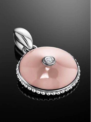 Pink Enamel Round Pendant With Diamond The Heritage, image , picture 2