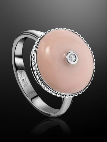 Romantic Silver Ring With Pink Enamel And Diamond The Heritage, Ring Size: 5.5 / 16, image , picture 2