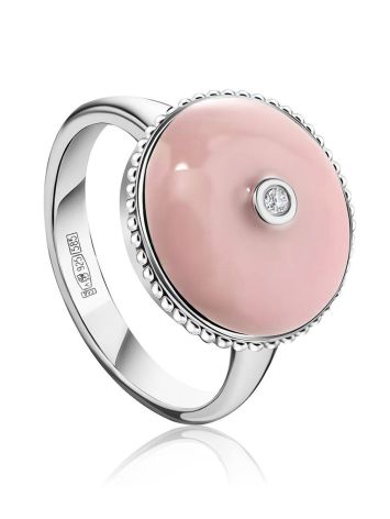 Romantic Silver Ring With Pink Enamel And Diamond The Heritage, Ring Size: 5.5 / 16, image 