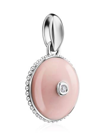 Pink Enamel Round Pendant With Diamond The Heritage, image 