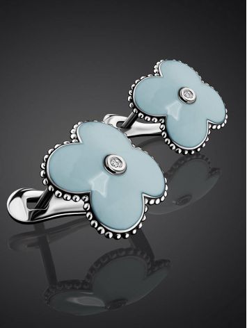 Clover Design Blue Enamel Diamond Earrings The Heritage, image , picture 2