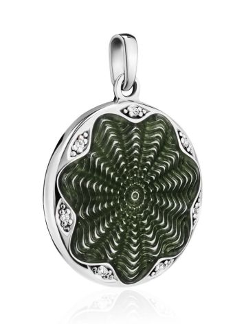 Round Silver Enamel Pendant With Crystals The Heritage, image , picture 3