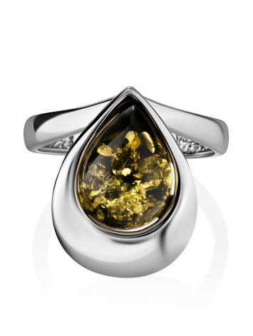 Elegant Green Amber Ring In Sterling Silver The Orion, Ring Size: 10 / 20, image , picture 3