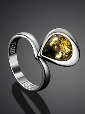 Elegant Green Amber Ring In Sterling Silver The Orion, Ring Size: 10 / 20, image , picture 2
