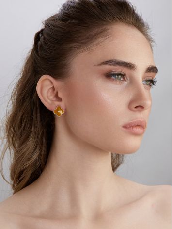 Clover Motif Enamel Earrings With Diamonds The Heritage, image , picture 3