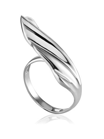 Glossy Feather Motif Adjustable Ring, Ring Size: 6 / 16.5, image 