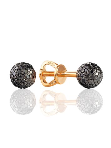 Stylish Black Diamond Stud Earrings, image 