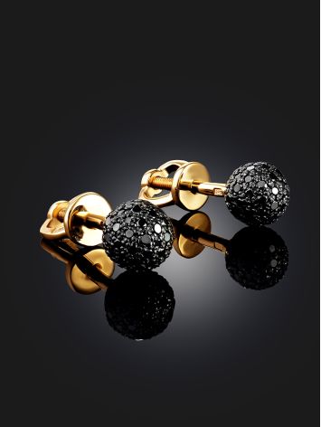 Stylish Black Diamond Stud Earrings, image , picture 2