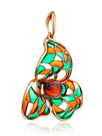 Luminous Enamel Pendant With Cognac Amber The Verona, image , picture 4