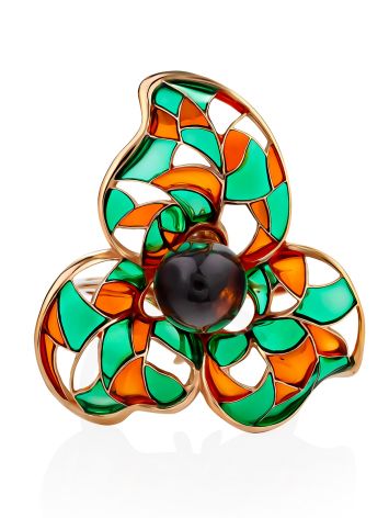 Dazzling Enamel Ring With Cognac Amber The Verona, Ring Size: 6.5 / 17, image , picture 4