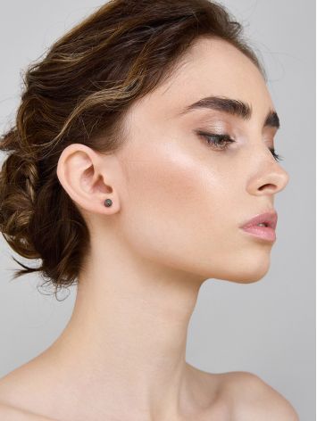 Stylish Black Diamond Stud Earrings, image , picture 3