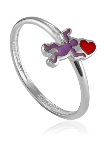 Cute Enamel Ring "In Love", Ring Size: 6 / 16.5, image 