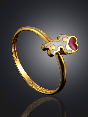 Cute Gilded Ring With Enamel "In Love", Ring Size: 6 / 16.5, image , picture 2