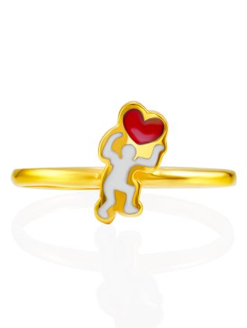 Cute Gilded Ring With Enamel "In Love", Ring Size: 6 / 16.5, image , picture 4