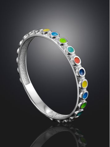 Refined Multicolor Enamel Ring "Kaleidoscope", Ring Size: 8.5 / 18.5, image , picture 2