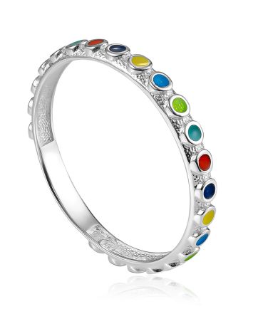 Refined Multicolor Enamel Ring "Kaleidoscope", Ring Size: 8.5 / 18.5, image 