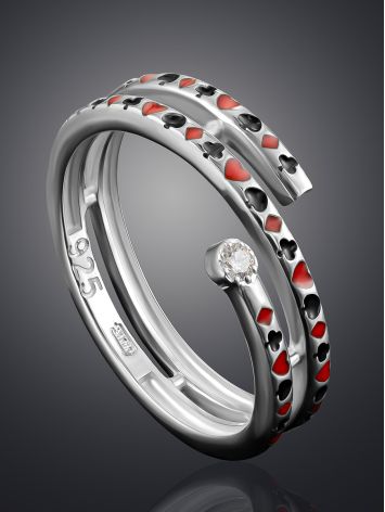 Coil Ring With Enamel "Spades", Ring Size: 9 / 19, image , picture 2