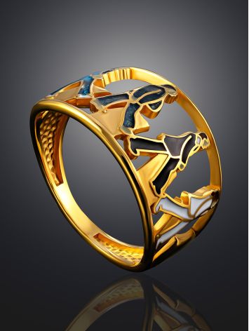 Designer Gilded Ring With Enamel "The Beatles", Ring Size: 9 / 19, image , picture 2