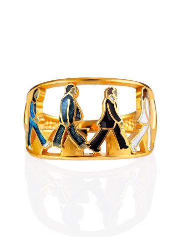 Designer Gilded Ring With Enamel "The Beatles", Ring Size: 9 / 19, image , picture 4